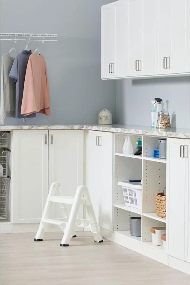 Alt view image 6 of 7 - EZ Step Folding Stool, 2-Step, White by DT