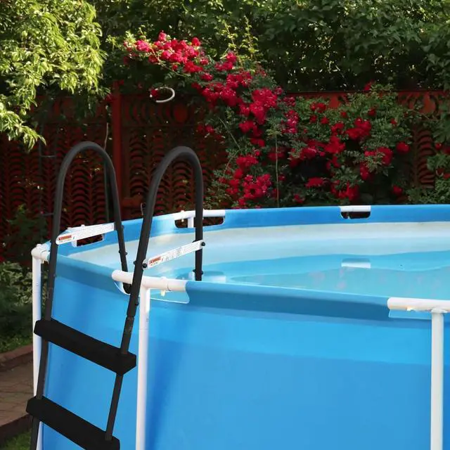 Alt view image 4 of 7 - SureStep 3 Step Lightweight Steel Outdoor Above Ground Swimming Pool Ladder with Non Slip Feet for Use, Black by DT