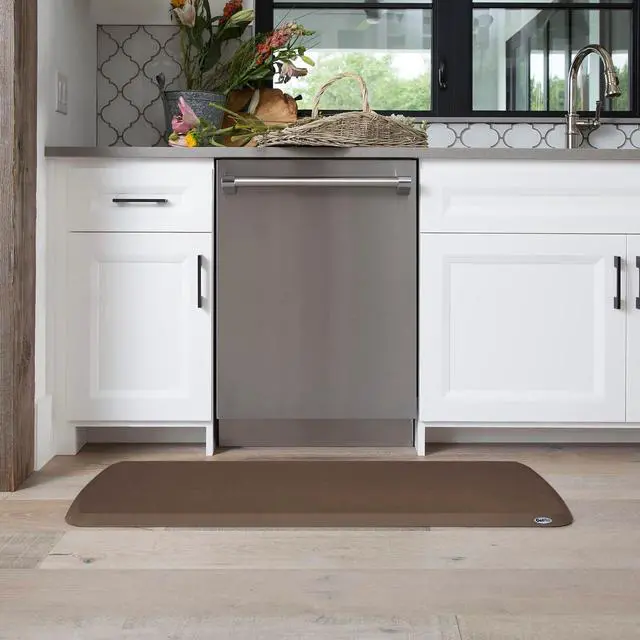 Alt view image 2 of 4 - Elite Premier Gel & Foam Cushioned Anti-Fatigue Kitchen Floor Comfort Mat, Padded Stain-Resistant, Waterproof, Non-Slip Desk/Office 20" x 48", Linen Truffle by DT
