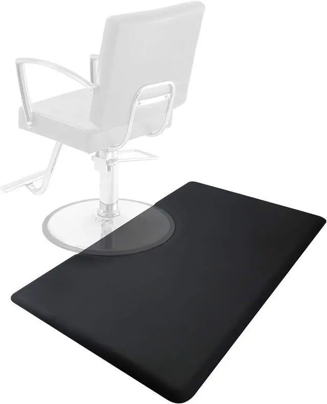 Alt view image 2 of 3 - 3 ft. x 5 Salon & Barber Shop Chair Anti-Fatigue Floor Mat - Black Rectangle 1/2 in. Thick 2 Pack by DT