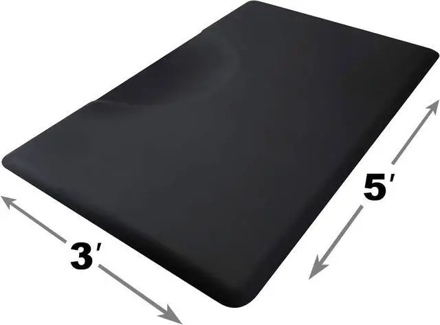 Alt view image 3 of 3 - 3 ft. x 5 Salon & Barber Shop Chair Anti-Fatigue Floor Mat - Black Rectangle 1/2 in. Thick 2 Pack by DT