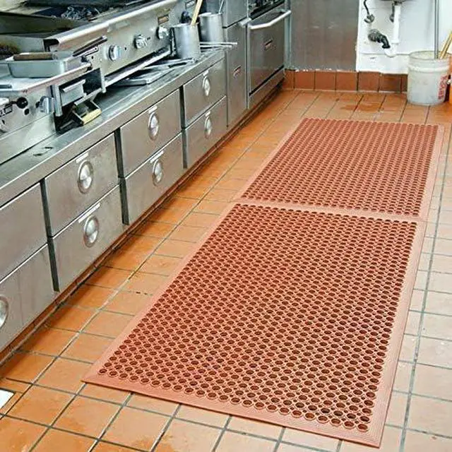 Alt view image 2 of 6 - Rubber Floor Mats Anti-Fatigue Kitchen Mat New Bar Commercial Heavy Duty Red Out Door 36" x 60" by DT