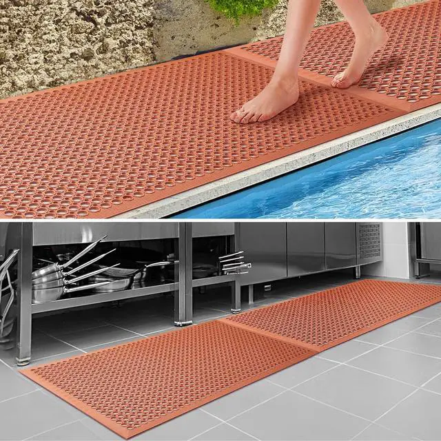 Alt view image 4 of 6 - Rubber Floor Mats Anti-Fatigue Kitchen Mat New Bar Commercial Heavy Duty Red Out Door 36" x 60" by DT