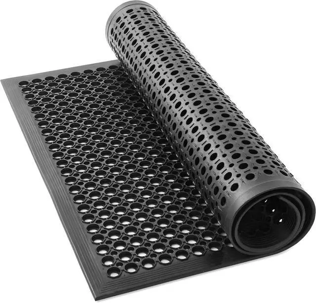Alt view image 3 of 7 - Rubber Floor Mat, 36" x 60" Anti-Fatigue Drainage Non-Slip and Grease Resistant for Restaurants, Commercial Kitchens, Bar Floors, Black by DT