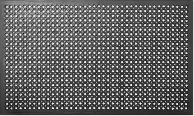Alt view image 2 of 7 - Rubber Floor Mat, 36" x 60" Anti-Fatigue Drainage Non-Slip and Grease Resistant for Restaurants, Commercial Kitchens, Bar Floors, Black by DT