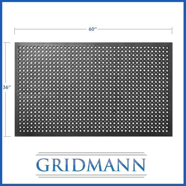 Alt view image 7 of 7 - Rubber Floor Mat, 36" x 60" Anti-Fatigue Drainage Non-Slip and Grease Resistant for Restaurants, Commercial Kitchens, Bar Floors, Black by DT