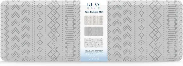 Main image of kitchen mats for floor anti fatigue, 3/4" Thick 100%PU memory foam mat, padded Cushion Kitchen Sink Rug Waterproof Non-slip Well-made - Large Runner 20" x 60", Grey Boho by DT
