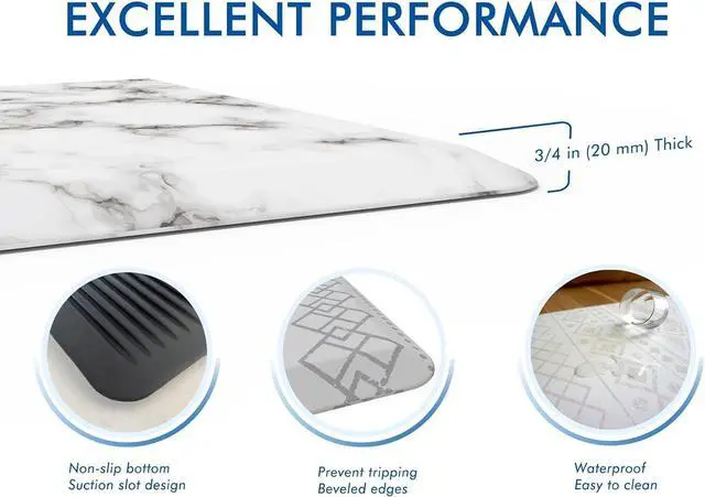 Alt view image 5 of 7 - kitchen mats for floor anti fatigue, 3/4" Thick 100%PU memory foam mat, padded Cushion Kitchen Sink Rug Waterproof Non-slip Well-made - Large Runner 20" x 60", Grey Boho by DT