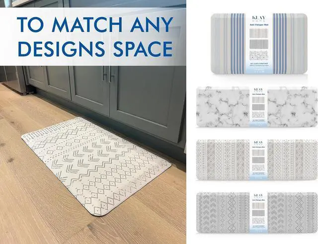 Alt view image 7 of 7 - kitchen mats for floor anti fatigue, 3/4" Thick 100%PU memory foam mat, padded Cushion Kitchen Sink Rug Waterproof Non-slip Well-made - Large Runner 20" x 60", Grey Boho by DT