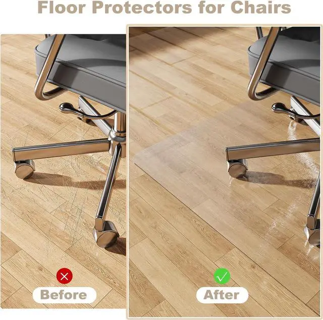 Alt view image 3 of 6 - [Thickened to 2.0mm] 60"x75" Computer Chair Mat for Hardwood, PVC Office Hardwood Floor, Anti-Slip Rolling Floor Protector,Vinyl Mats Home, Under Desk Chairs by DT