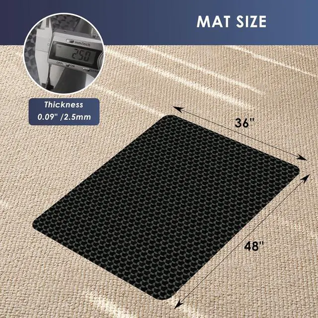 Alt view image 7 of 7 - Office Chair Mat for Carpet, 48"x36" Anti-Slip Waterproof Floor Protector Desk Rolling Chairs, Heavy Duty with Studs,Easy Glide Home,Gaming by DT