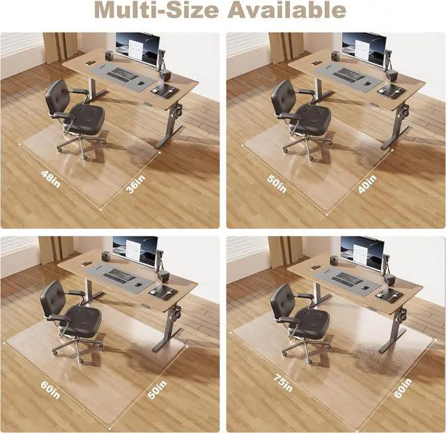 Alt view image 6 of 6 - [Thickened to 2.0mm] 60"x75" Computer Chair Mat for Hardwood, PVC Office Hardwood Floor, Anti-Slip Rolling Floor Protector,Vinyl Mats Home, Under Desk Chairs by DT