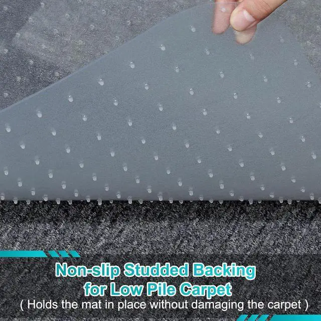 Alt view image 3 of 7 - Office Chair Mat for Carpeted Floors, 60" X 48" Transparent Desk Low Pile Carpets, Plastic Floor on Carpet Work, Home, Gaming, Easy Glide (Rectangle) by DT
