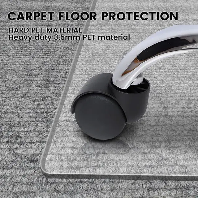 Alt view image 2 of 6 - Office Chair Mat - Heavy Duty, 47"x32", 1/7" Thick, Flat Shipping, Suitable for Carpet and Hardwood Floor by DT