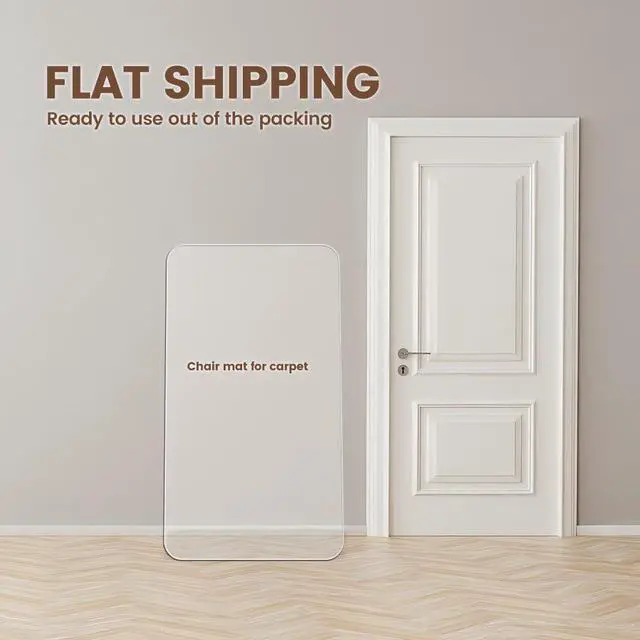 Alt view image 3 of 6 - Office Chair Mat - Heavy Duty, 47"x32", 1/7" Thick, Flat Shipping, Suitable for Carpet and Hardwood Floor by DT
