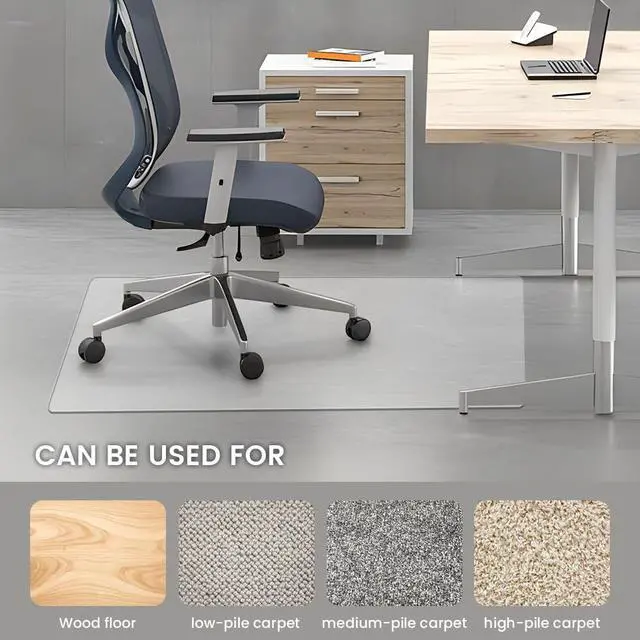 Alt view image 5 of 6 - Office Chair Mat - Heavy Duty, 47"x32", 1/7" Thick, Flat Shipping, Suitable for Carpet and Hardwood Floor by DT