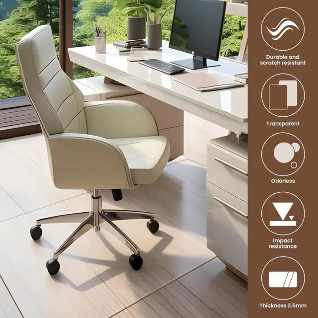 Alt view image 4 of 6 - Office Chair Mat - Heavy Duty, 47"x32", 1/7" Thick, Flat Shipping, Suitable for Carpet and Hardwood Floor by DT