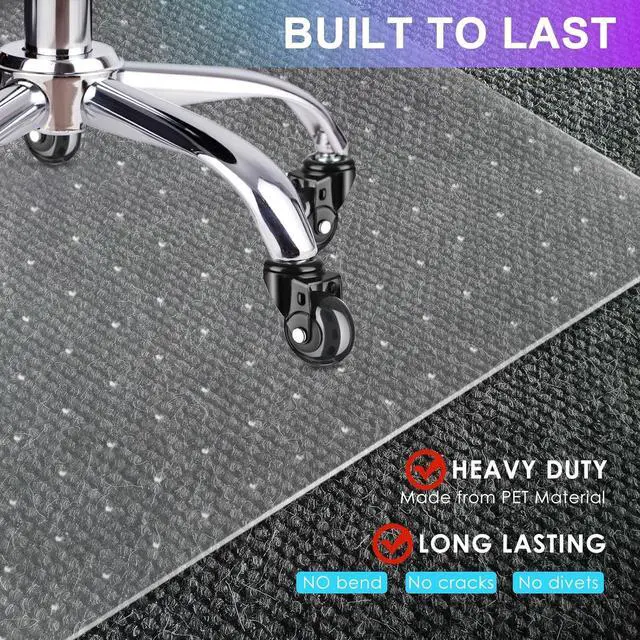 Alt view image 3 of 7 - Office Chair Mat for Carpet, 32'' x 55'' Computer Desk Carpeted Floors, Easy Rolling Hard on Carpets, Anti-Slip Carpet Protector Clear, Ship Flat by DT