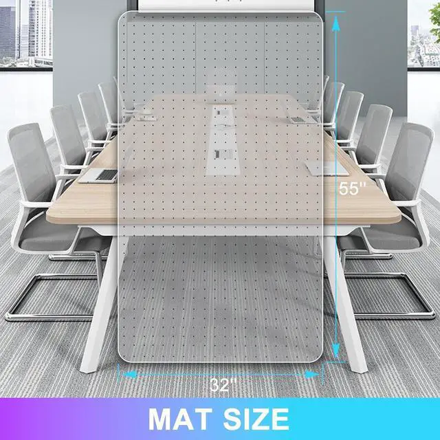 Alt view image 6 of 7 - Office Chair Mat for Carpet, 32'' x 55'' Computer Desk Carpeted Floors, Easy Rolling Hard on Carpets, Anti-Slip Carpet Protector Clear, Ship Flat by DT