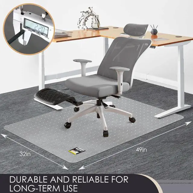 Alt view image 4 of 7 - Office Chair Mat for Carpet, 32x49 Clear Heavy Duty Computer Mat, Under Desk Protector Carpeted Floors Easy Movement,Ship Flat by DT