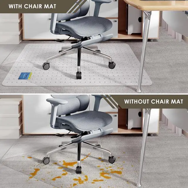 Alt view image 7 of 7 - Heavy Duty Office Chair Mat for Carpet - 32" x 55" Hard Material Slip Resistant Floor Home Easy Glide by DT