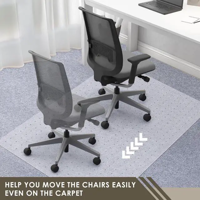 Alt view image 6 of 7 - Heavy Duty Office Chair Mat for Carpet - 32" x 55" Hard Material Slip Resistant Floor Home Easy Glide by DT