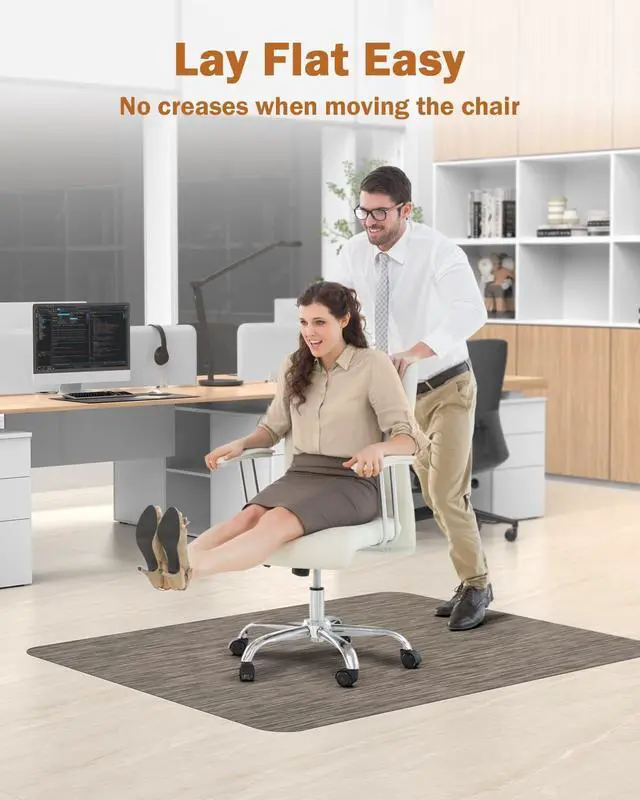 Alt view image 3 of 7 - Office Chair Mat for Hardwood Floor, 47.2"*60" Desk Computer Hard Wood, Large Anti-Slip Floor Protector Rolling Mat, PVC Rug and Home Dark Brown by DT