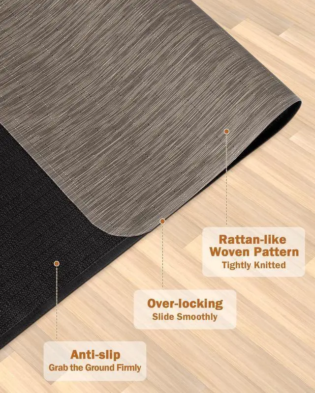 Alt view image 2 of 7 - Office Chair Mat for Hardwood Floor, 47.2"*60" Desk Computer Hard Wood, Large Anti-Slip Floor Protector Rolling Mat, PVC Rug and Home Dark Brown by DT