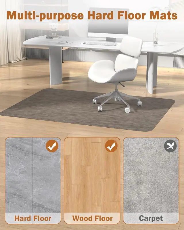 Alt view image 4 of 7 - Office Chair Mat for Hardwood Floor, 47.2"*60" Desk Computer Hard Wood, Large Anti-Slip Floor Protector Rolling Mat, PVC Rug and Home Dark Brown by DT