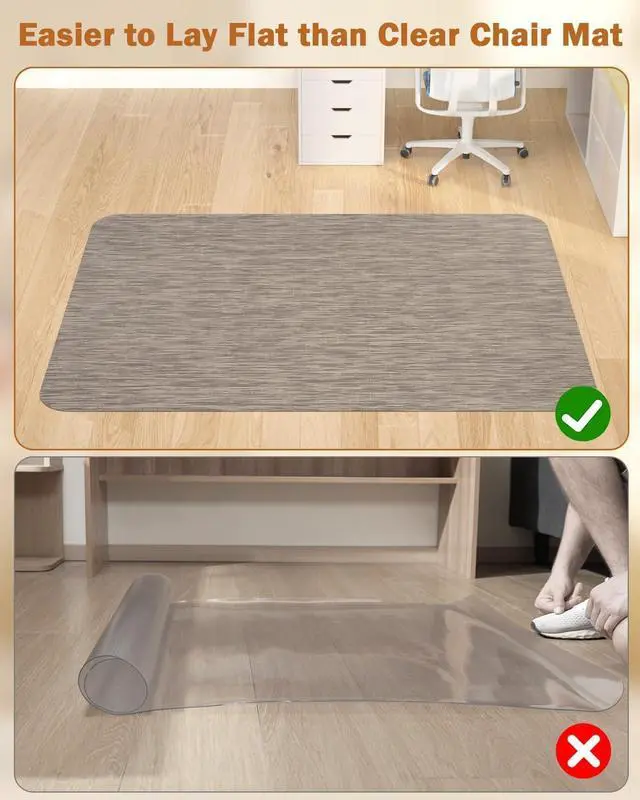 Alt view image 7 of 7 - Office Chair Mat for Hardwood Floor, 47.2"*60" Desk Computer Hard Wood, Large Anti-Slip Floor Protector Rolling Mat, PVC Rug and Home Dark Brown by DT