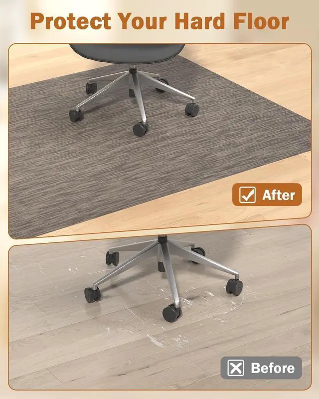 Alt view image 6 of 7 - Office Chair Mat for Hardwood Floor, 47.2"*60" Desk Computer Hard Wood, Large Anti-Slip Floor Protector Rolling Mat, PVC Rug and Home Dark Brown by DT