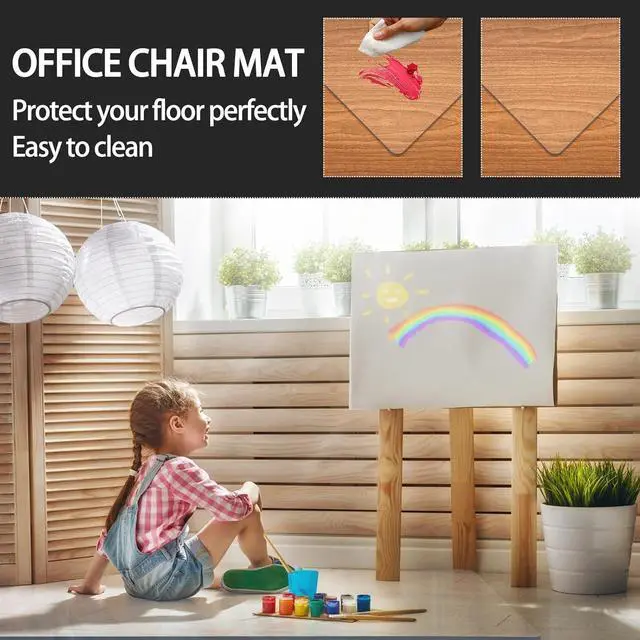 Alt view image 2 of 6 - 50" x 40" Office Chair Mat for Carpet, Plastic Rolling Carpeted Floors, Computer Desk Floor Mats, Clear Heavy Duty Home Protector Chairmats by DT