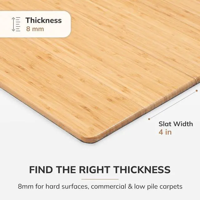 Alt view image 7 of 7 - Office Chairmat Thickest & Sturdy Bamboo Chairmats Highly Premium Quality Anti-Slip Heavy Duty for Multi-Purpose Hardwood Floor Home Protector Chair mat-8mm Thick by DT