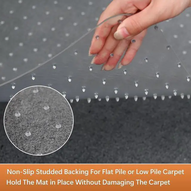 Alt view image 3 of 7 - Office Chair Mat for Carpets - 48 x Clear Carpet Mats Low Pile Carpeted Floors Home Office, Studded Floor on by DT
