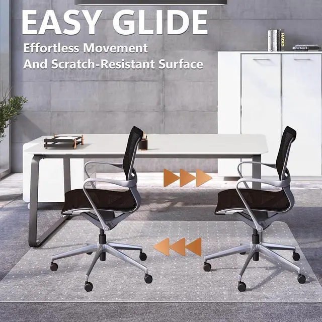 Alt view image 4 of 7 - Office Chair Mat for Carpets - 48 x Clear Carpet Mats Low Pile Carpeted Floors Home Office, Studded Floor on by DT