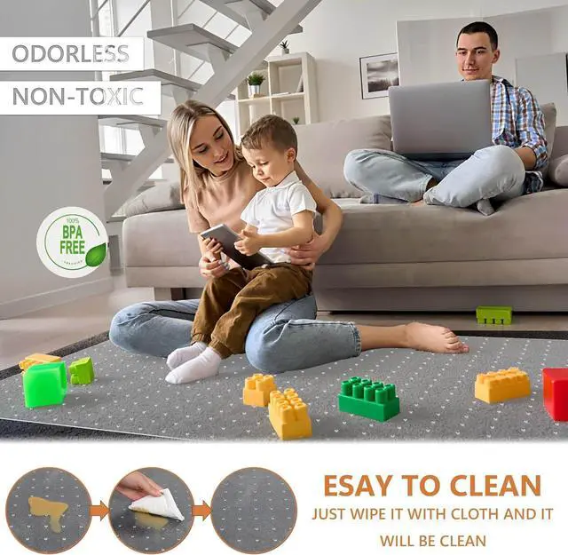 Alt view image 5 of 7 - Office Chair Mat for Carpets - 48 x Clear Carpet Mats Low Pile Carpeted Floors Home Office, Studded Floor on by DT