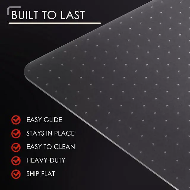 Alt view image 5 of 7 - Office Chair Mat for Carpet, 32x49 Clear Heavy Duty Computer Mat, Under Desk Protector Carpeted Floors Easy Movement,Ship Flat by DT