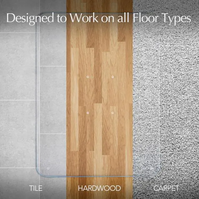 Alt view image 3 of 6 - Glass Office Chair Mat  46 x 60 Desk with Ultra-Clear Safety Glass/Creates Smooth, Easy Glide/Protects Against Carpet Imprints/Perfect for Home and Spaces (noso) by DT