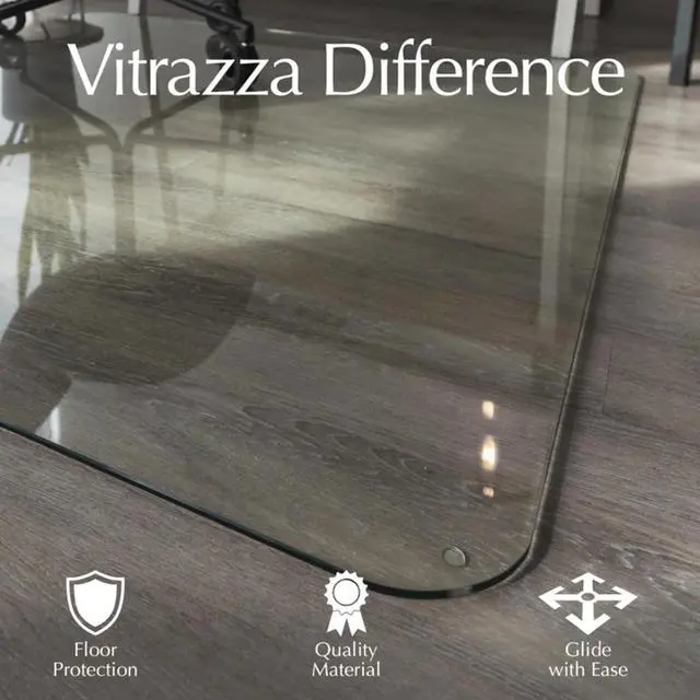 Alt view image 6 of 6 - Glass Office Chair Mat  46 x 60 Desk with Ultra-Clear Safety Glass/Creates Smooth, Easy Glide/Protects Against Carpet Imprints/Perfect for Home and Spaces (noso) by DT