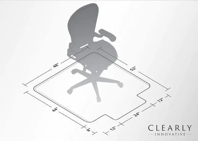 Alt view image 2 of 6 - Exclusive Bled Edge Glass Chair Mat for a Smooth Glide and Easy Roll On/Off by ,  Carpet or Hardwood Floor, 48x52 Tabbed by DT