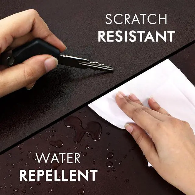 Alt view image 4 of 7 - Leather Desk Mat Pad Blotter Set - Real Full-Grain (32x16) 2-Layer Genuine Cover Protector & Large Mouse | Computer Keyboard Accessories for Office Home by DT