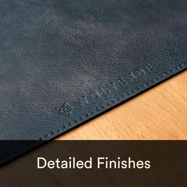 Alt view image 2 of 7 - Premium Distressed Faux Vegan Leather Desk Mat | Multifunctional Pad for Home Office (Black/Grey, 15.75" x 36") by DT