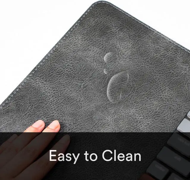 Alt view image 4 of 7 - Premium Distressed Faux Vegan Leather Desk Mat | Multifunctional Pad for Home Office (Black/Grey, 15.75" x 36") by DT