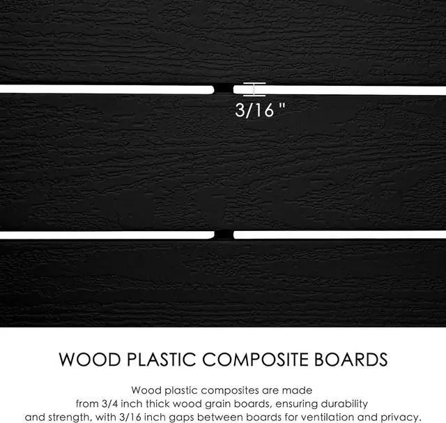 Alt view image 6 of 7 - 50" W x 48" H Outdoor Privacy Screens Anum Post, Air Conditioner Fence Panels, Pool Equipment Enclosure, Trash Can Kit for Outside Backyard Patio (Black/4Panels) by DT