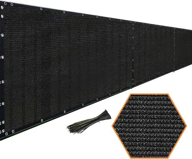 Main image of Privacy Fence Screen 8 x 50  Heavy Duty Black Mesh with 90% Visibility Block, UV Protection Includes Cable Ties for Garden, Yard, Nursery, Kennel, Dog Run, Greenhouse by DT