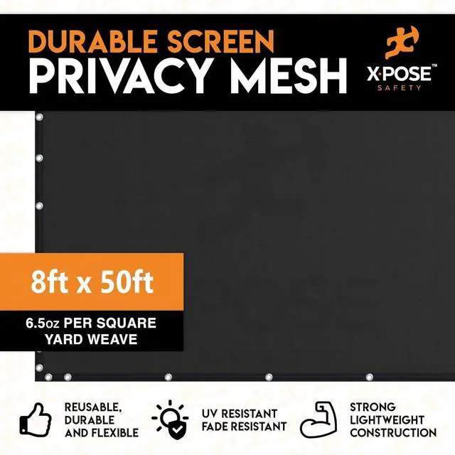 Alt view image 4 of 7 - Privacy Fence Screen 8 x 50  Heavy Duty Black Mesh with 90% Visibility Block, UV Protection Includes Cable Ties for Garden, Yard, Nursery, Kennel, Dog Run, Greenhouse by DT