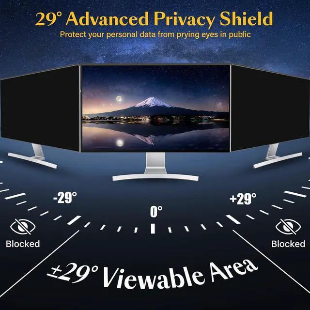Alt view image 3 of 7 - Magnetic Computer Privacy Screen Filter 24 Inch for Frameless Monitor Thin Bezel 16:9 Widescreen, 24in Hanging Removable Anti Blue Light Eye Protection Shield, Spy Protector Panel by DT