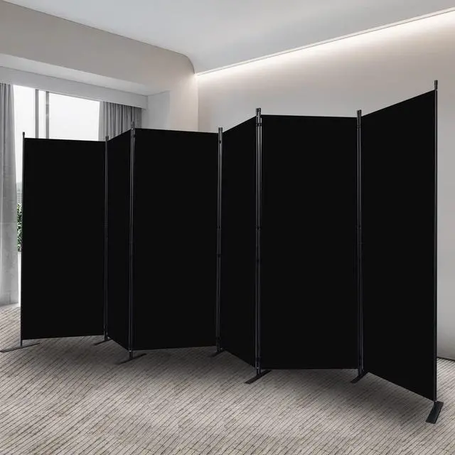 Alt view image 7 of 7 - Room Divider, 6 Panel Folding Privacy Screens with Wider Support Feet, Ft Portable Partition for Separator, 204" W X 71" H, Black by DT