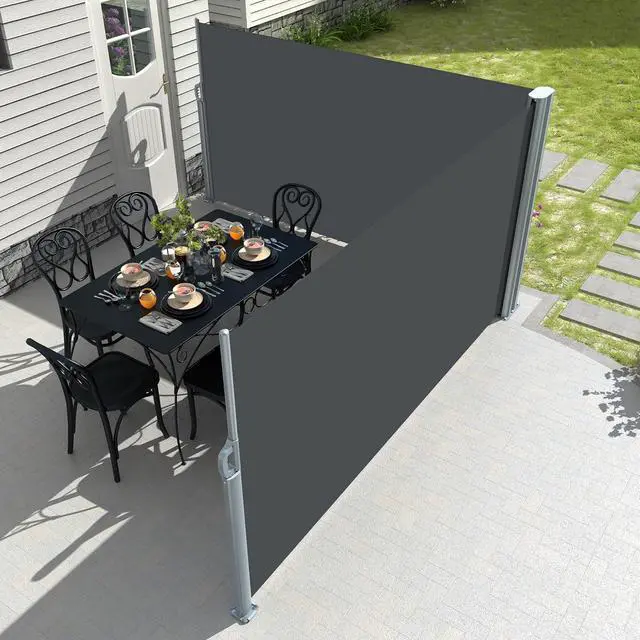 Main image of 276"x63" Retractable Double Side Awning Full Anum Patio Outdoor Folding Privacy Screen Divider, Water & UV Resistant Sun Shade Wind Blocker for Garden, Backyard, Balcony (Dark Grey) by DT