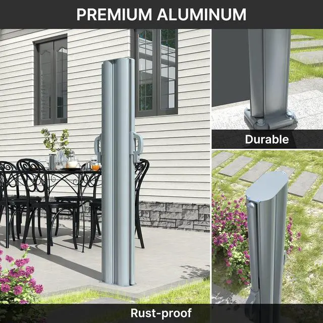 Alt view image 2 of 7 - 276"x63" Retractable Double Side Awning Full Anum Patio Outdoor Folding Privacy Screen Divider, Water & UV Resistant Sun Shade Wind Blocker for Garden, Backyard, Balcony (Dark Grey) by DT